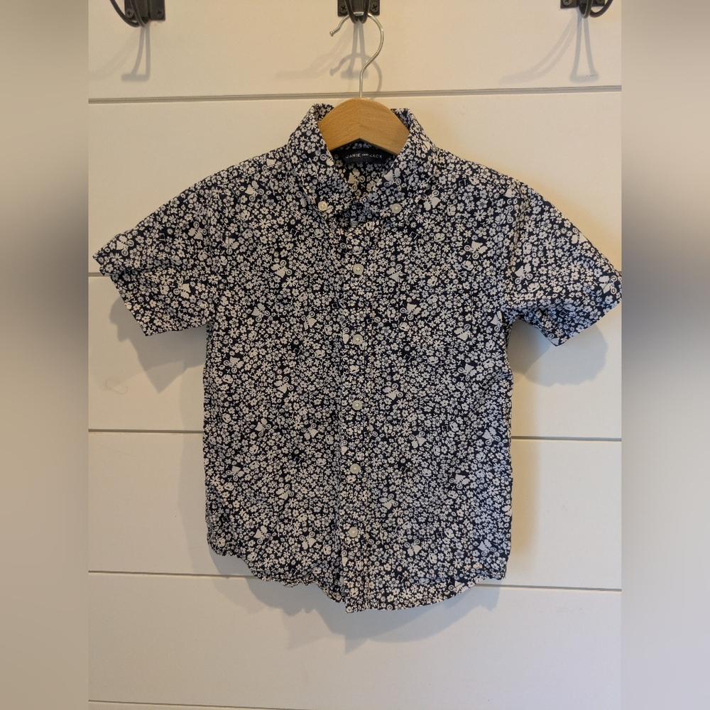 Janie and Jack ET Short Sleeve Collared Button Down Shirt, 5